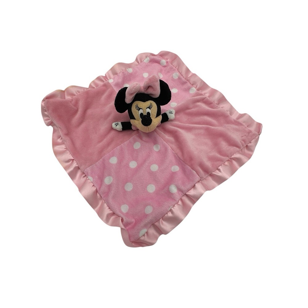 Disney Baby Minnie Mouse Blanket Trim Crinkle Ears Security Lovey Pink White - Picture 1 of 5